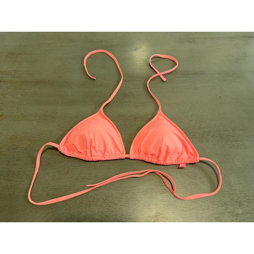 Victorias Secret Teeny Triangle Bikini Top Neon Coral Pink Large